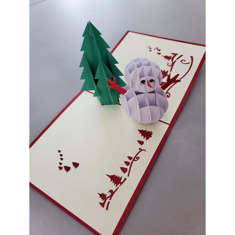 Bundle of 5 Unique 3D Popup Frosty The Snowman Holiday Greeting Cards